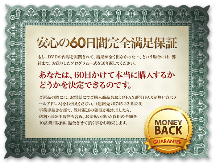 安心60日間完全満足保証